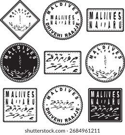Maldives Naifaru Round Seal Map Design