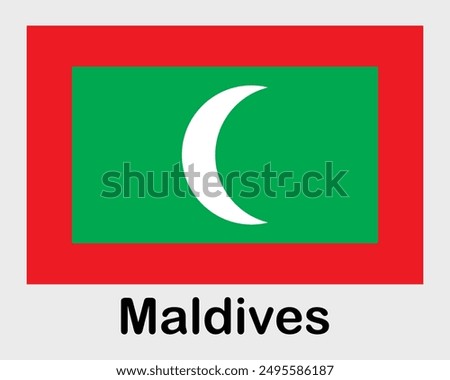 Maldives national flag. Banner, state symbol, flagpole.