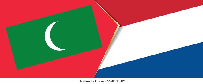 Maldives and Netherlands flags, two vector flags symbol of relationship or confrontation.