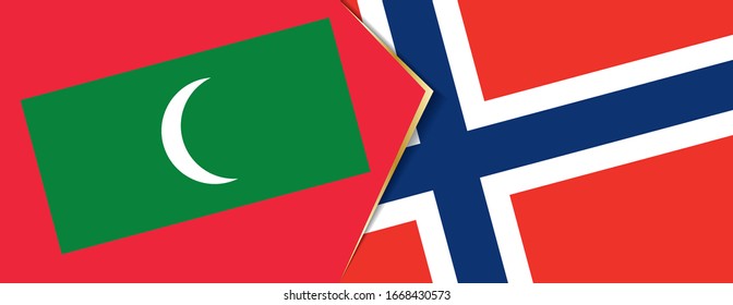 Maldives and Norway flags, two vector flags symbol of relationship or confrontation.