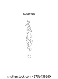 Maldives outline map simple thin line icon vector illustration