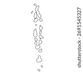 Maldives outline map. Maldives map vector. Maldives map on white background