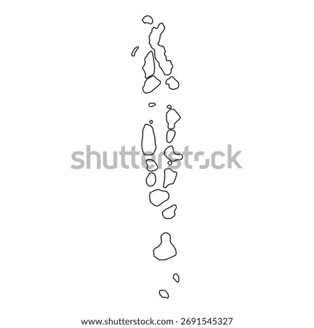 Maldives outline map. Maldives map vector. Maldives map on white background