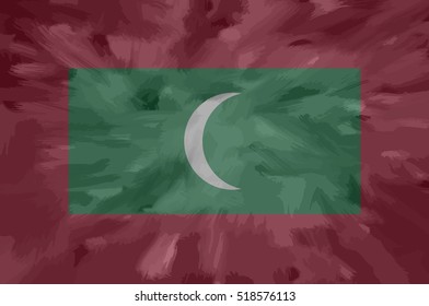 Maldives painted / drawn vector flag. Dramatic, unusual look. Vector file contains flag and texture layers