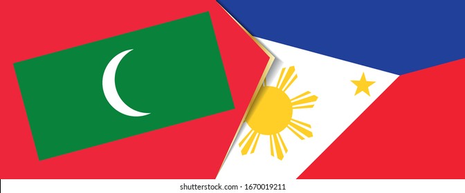 Maldives and Philippines flags, two vector flags symbol of relationship or confrontation.