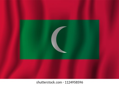 Maldives realistic waving flag vector illustration. National country background symbol. Independence day.