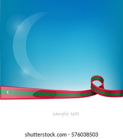 maldives ribbon flag on blue sky background
