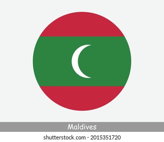 Maldives Round Circle Flag. Maldivian Circular Button Banner Icon. EPS Vector