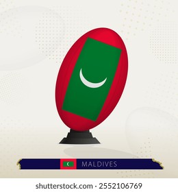 Maldives Rugby Ball on Rugby Kicking Tees with Modern Design. Illustration perfect for sports, national pride, and rugby-related projects.