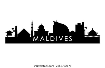 Maldives skyline silhouette. Black Maldives city design isolated on white background. 