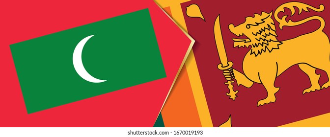 Maldives and Sri Lanka flags, two vector flags symbol of relationship or confrontation.