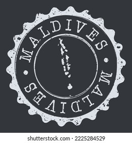 Maldives Stamp Travel Passport. Design Retro Symbol Country. Old Vintage Postmark.
