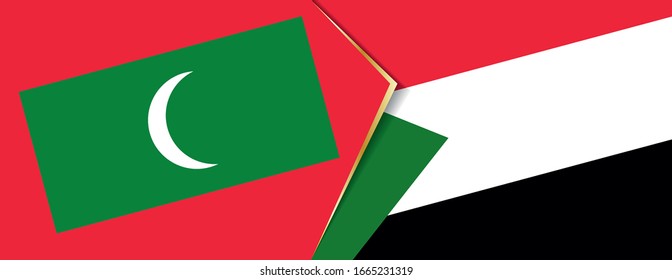 Maldives and Sudan flags, two vector flags symbol of relationship or confrontation.