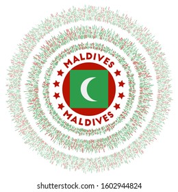 Maldives symbol. Radiant country flag with colorful rays. Shiny sunburst with Maldives flag. Astonishing vector illustration.