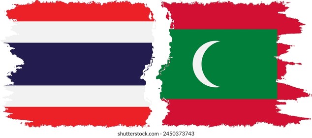 Maldives and Thailand grunge flags connection, vector