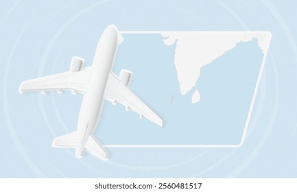 Maldives Travel Illustration with Plane and National Flag. Ideal for travel agencies, promotional materials, or geographic content related to Maldives.