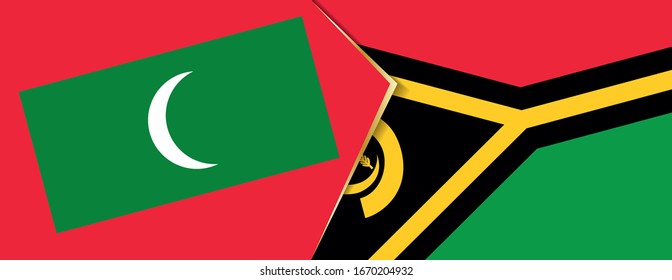 Maldives and Vanuatu flags, two vector flags symbol of relationship or confrontation.