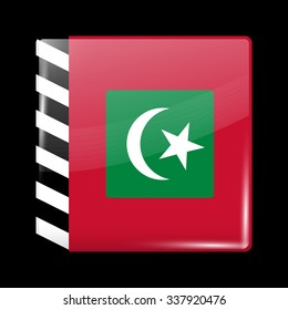 Maldives Variant Flag. Glassy Icon Square Shape. This is File from the Collection Flags of Asia