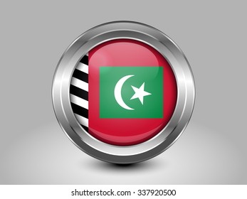 Maldives Variant Flag. Metal Round Icons. This is File from the Collection Asian Flags