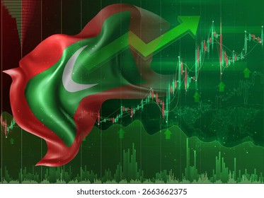 Maldivas, vetor 3d bandeira financeira tendência ascendente