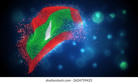 Maldivas, vetor 3d flag com iluminação e clarões