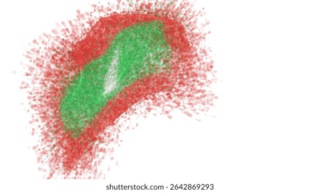 Maldives, vector 3d flag with a splash of paint dots, explosion of colored dots