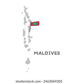 Maldives vector map illustration, country map silhouette with the flag inside. Nation Geography Outline Border Boundary Territory Shape Vector Illustration EPS Clipart. near the Indian Ocean