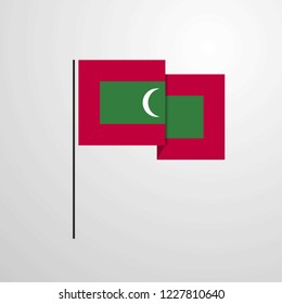 Maldives waving Flag design vector