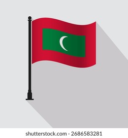 Maldivas ondeando bandera Ilustración vectorial de poste