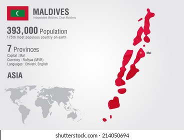 Maldives world map with a pixel diamond texture. World geography.