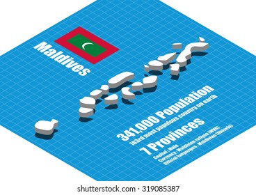 Maldivesmap vector three dimensional