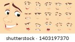 Male abstract cartoon face expression variations, emotions collection set #1, vector illustration