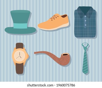 male accessories and clothes set