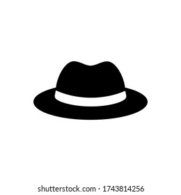 Male accessory hat. Black icon isolated on white background. Elegant logo for man. Vector illustration.