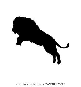 Male adult lion silhouette icon vector flat design on white background