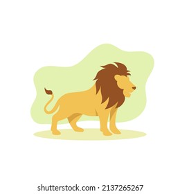 Male African lion simple flat vector character illustration.