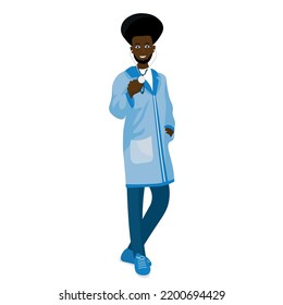 Male African-American doctor with stethoscope on white backgroun