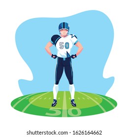 male american football team player on the stadium grass vector illustration design