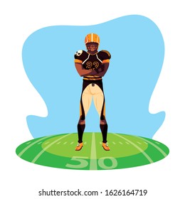 male american football team player on the stadium grass vector illustration design