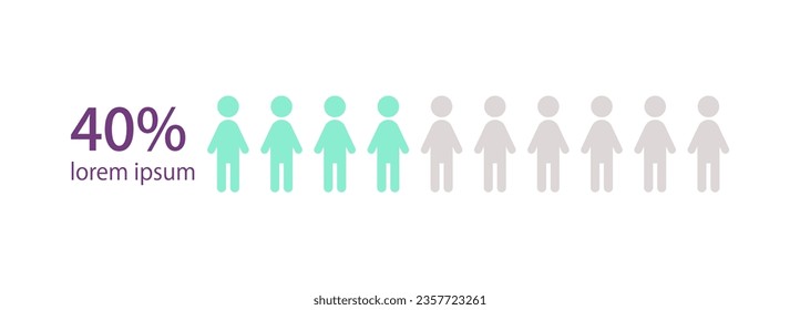 Male amount infographic chart design template. Forty percentage. Gender division. Human resources. Editable man figures in row. Visual data presentation. Myriad Pro-Bold, Regular fonts used