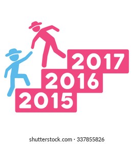 Male Annual Help vector icon. Style is bicolor flat symbol, pink and blue colors, rounded angles, white background.