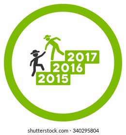 Male Annual Help vector icon. Style is bicolor flat circled symbol, eco green and gray colors, rounded angles, white background.