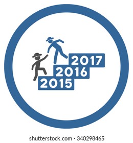 Male Annual Help vector icon. Style is bicolor flat circled symbol, cobalt and gray colors, rounded angles, white background.