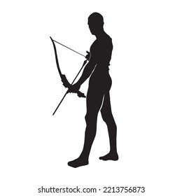 male archer vector silhouette on white background