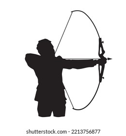 male archer vector silhouette on white background