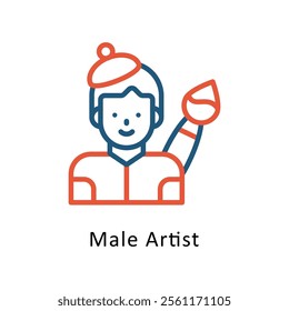 Male Artist Vector Two Color Icon. Eps file 10