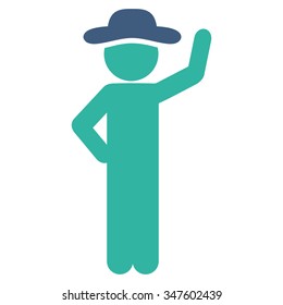 Male Assurance vector icon. Style is bicolor flat symbol, cobalt and cyan colors, rounded angles, white background.