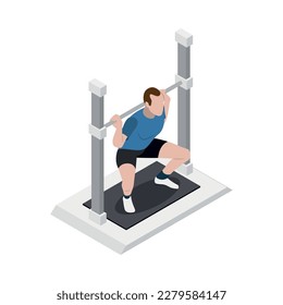 Male astronaut doing weight training isometric icon 3d vector illustration