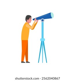 Male Astronomer, Space Vector Illustration, Isolated