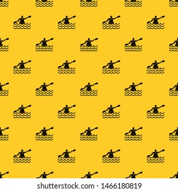 Male athlete in a canoe pattern seamless vector repeat geometric yellow for any design